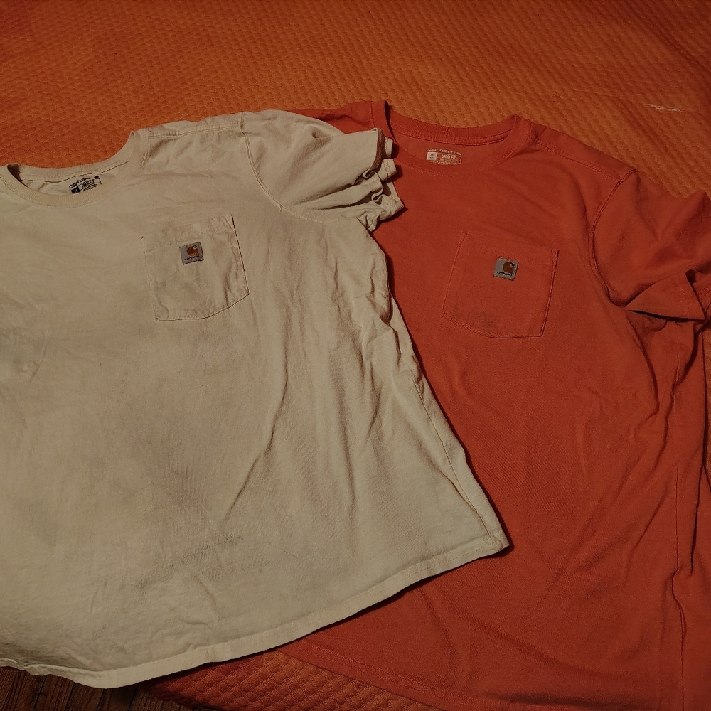 Carhartt T-Shirts in Cream (Off White) and Orange